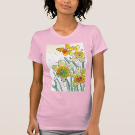 Arte a aquarela amarela Daffodil Girls T Camisa ro