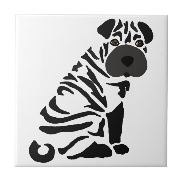 Arte abstracta preta engraçada do cão de Shar Pei (Frente)