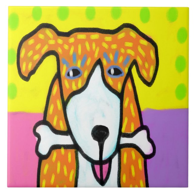 Arte abstrata de cachorro com osso (Frente)