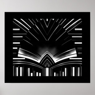 Arte Abstrata de Faixa Prateada em Curva em Poster