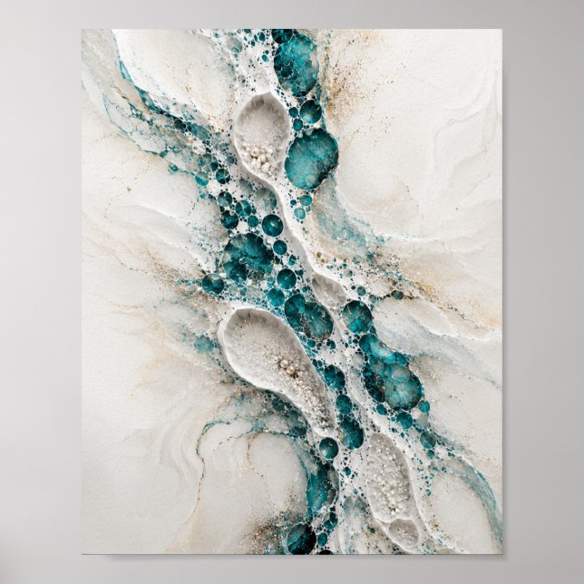 Arte Abstrata de Geodo Teal em Poster para Impress (Frente)