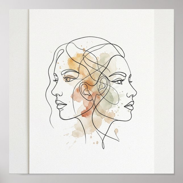 Arte Abstrata de Linha Duas Faces Poster Quadrado (Frente)