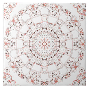 Arte Abstrata de Linha Mandala em Tons Marrom e Pê