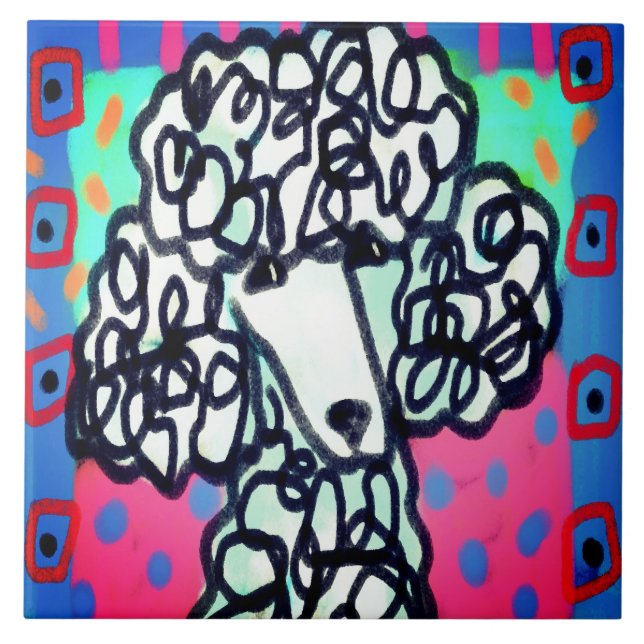 Arte abstrata de Poodle Branco (Frente)