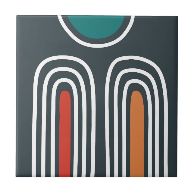 Arte abstrata desenhada à mão com arco-íris e sol  (Frente)