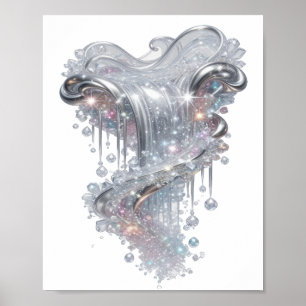 ARTE ABSTRATA Dynamic Silver Impressão de Moda