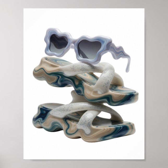 ARTE ABSTRATA Edgy Prata Impressão de Moda (Frente)