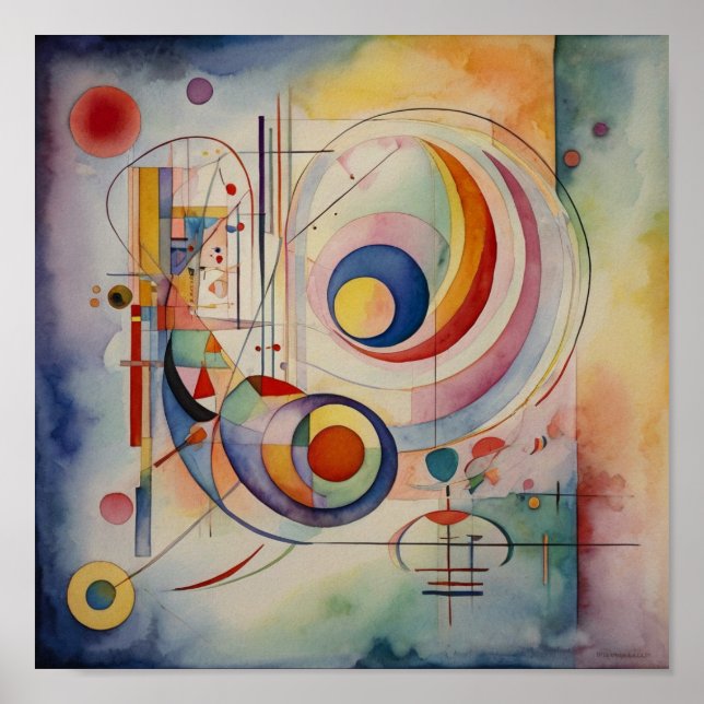 Arte abstrata elegante em aquarela Poster (Frente)