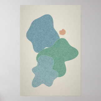 Arte Abstrata em Poster de Parede Azul Fresco e Ja