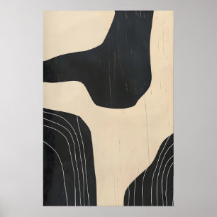 Arte abstrata em preto e bege Impressão Giclée Mod