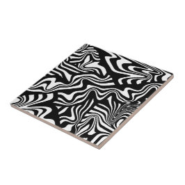 Arte abstrata em preto e branco com linhas funky d