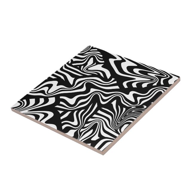 Arte abstrata em preto e branco com linhas funky d (Lateral)