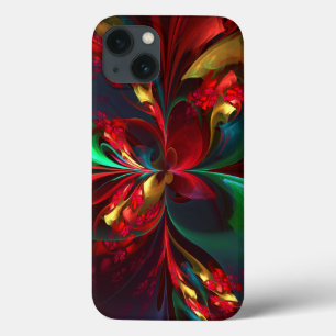Arte abstrata floral moderna padrão vermelho e ver