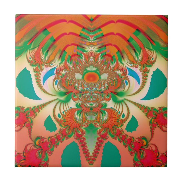 Arte Abstrata Fractal da Coruja Vermelha (Frente)