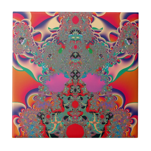 Arte Abstrata Fractal de Meditação Vermelha (Frente)