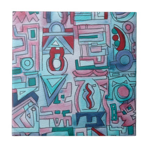 Arte abstrata geométrica em aquarela da rua urbana