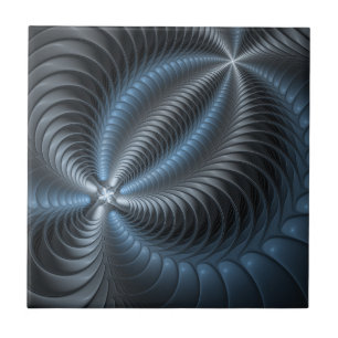 Arte abstrata moderna fractal 3D cinza azul plásti