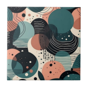 Arte Abstrata Naval Coral Turquesa Pincel