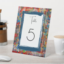 Arte abstrata - Pintura - Número da mesa azul e do