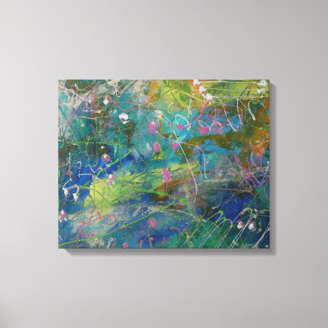 Arte Abstrato amarela cor-de-rosa na Canvas (Frente)