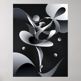 Arte Abstrato branca e preta, Poster de dança mode