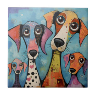 Arte abstrato de cachorro colorido estilo cartoon