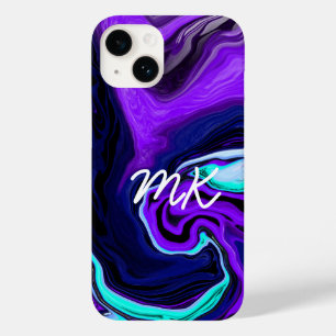 Arte Abstrato de Fluidos Roxos, Azuis e Teais