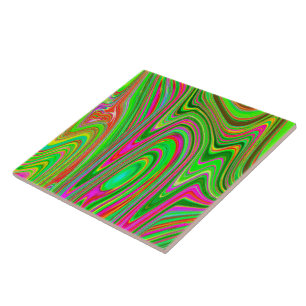 Arte Abstrato Groovy de Limão Verde e Magenta Trip