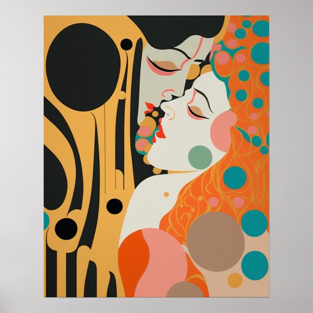 Arte AI encontra a Poster do Klimt "The Kiss" (Frente)