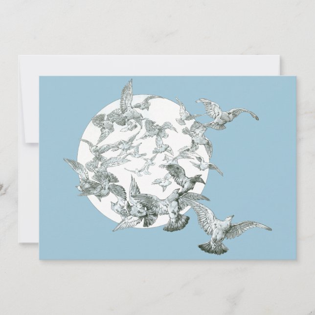 Arte Antiga Arte Nova Rebanho de Pássaros com Lua  (Frente)