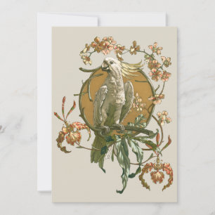 Arte Antiga Modernista, Cacatua, Flores de Orquíde