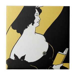 Arte Antiga Modernista, Mulher Lendo um Livro Amar