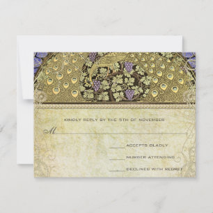 Arte Artnouveau Pavão Aves Casamento RSVP