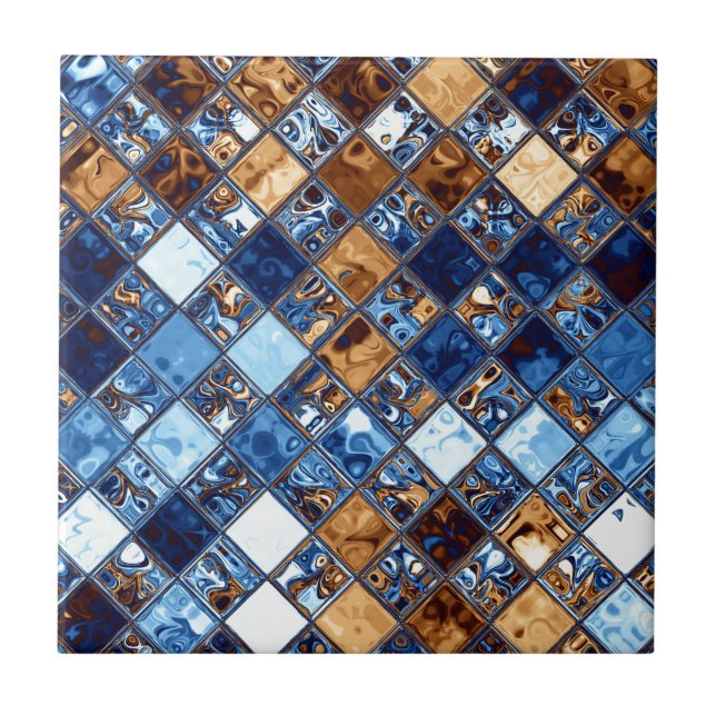 Arte azul do original do teste padrão de mosaico (Frente)