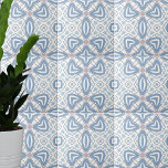 Arte Azul E Branca Abstrato Geométrica Moderna<br><div class="desc">design abstrato de azulejo decorativo moderno em estilo op art em tons de azul,  branco e bege.</div>