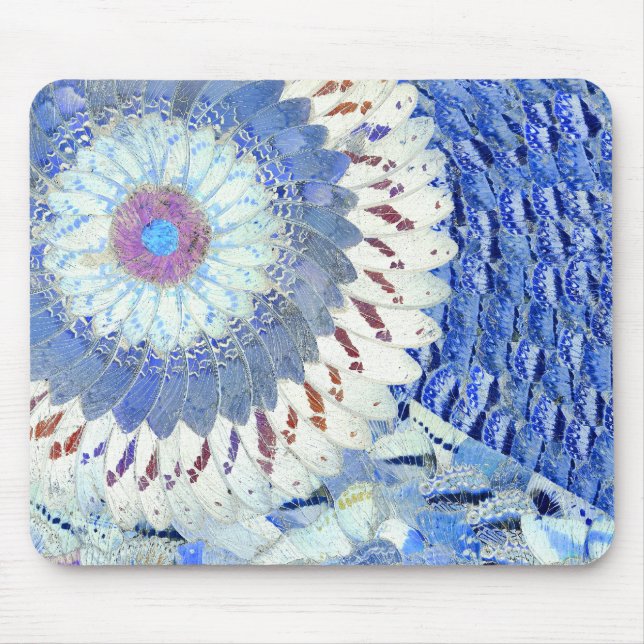 Arte azul Mousepad da asa da borboleta (Frente)