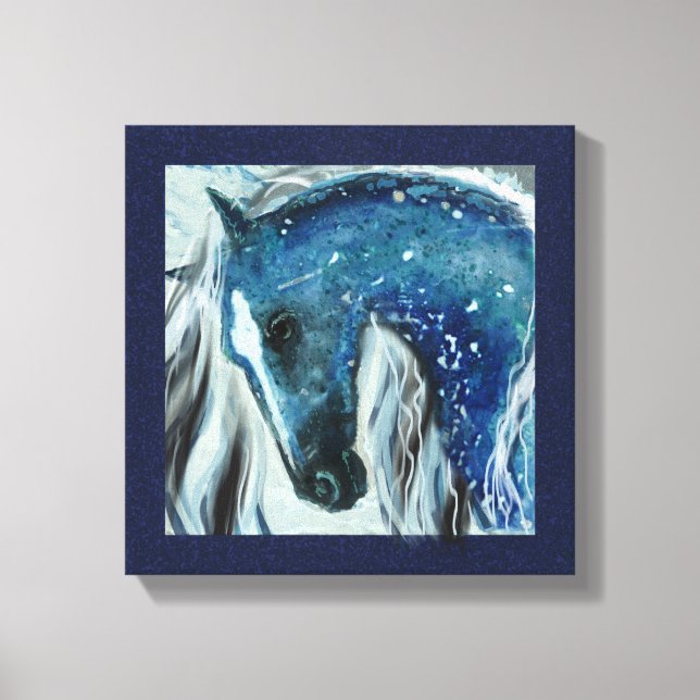 Arte Blue Speckle Horse na Canvas (Frente)
