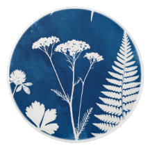 Arte Botânica de Samambaia em Azul Cianotipia Índi