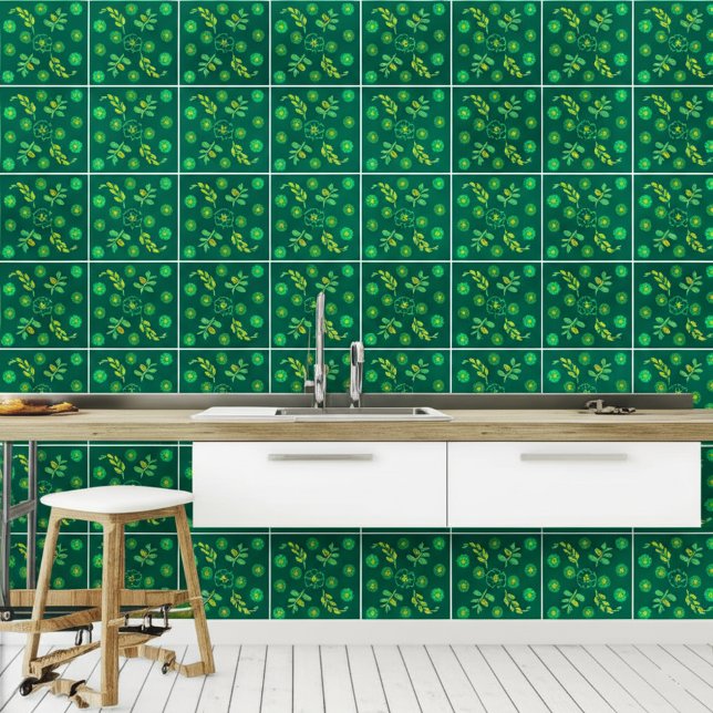 Arte Botânica Nouveau (Decor de Parede) Emerald Gr (Kitchen Floral Botanical Tiles
)