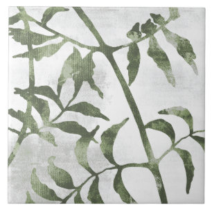 Arte Botânica Pintada em Verde Oliva Sage 08