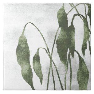 Arte Botânica Pintada em Verde Oliva Salvia 03