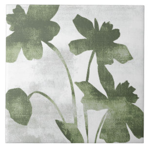 Arte Botânica Pintada em Verde Oliva Salvia 07