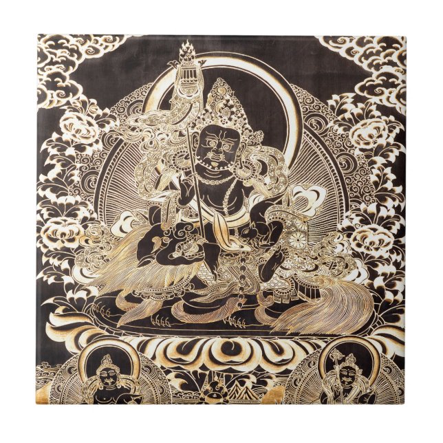 Arte budista tibetana preta & Dourado (Frente)