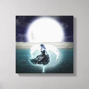 Arte canvas de anjo na lua gótico