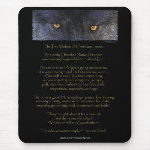 Arte CHEROKEE Mousepad do CONTO de DOIS LOBOS