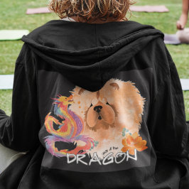 Arte CHOW de capuz de pullover em frente e atrás