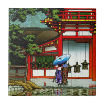 Arte clássica japonesa oriental legal da chuva do