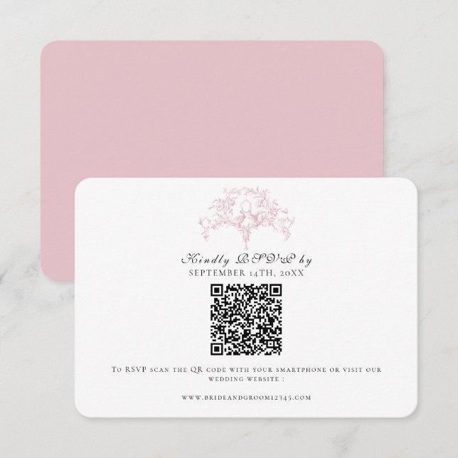 Arte Clássico RSVP Rosa e Branco Francês Toile Pom (Frente/Verso)