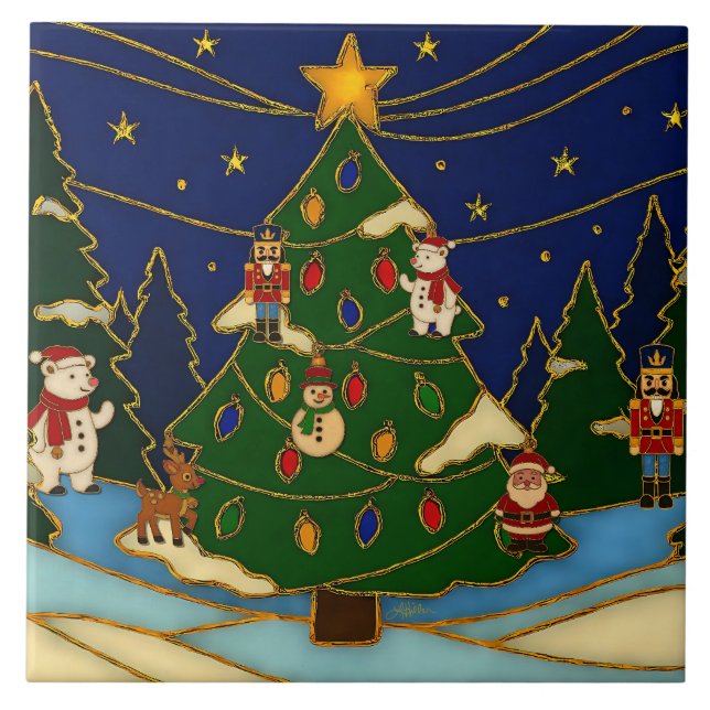 Arte Cloisonne Floresta Caprichosa Natal Clássico  (Frente)