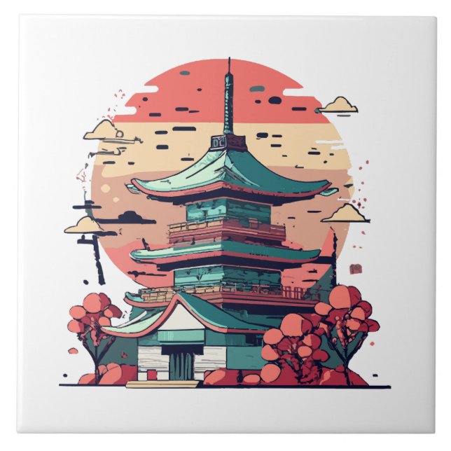 Arte Colorida de Edifícios Japoneses (Frente)